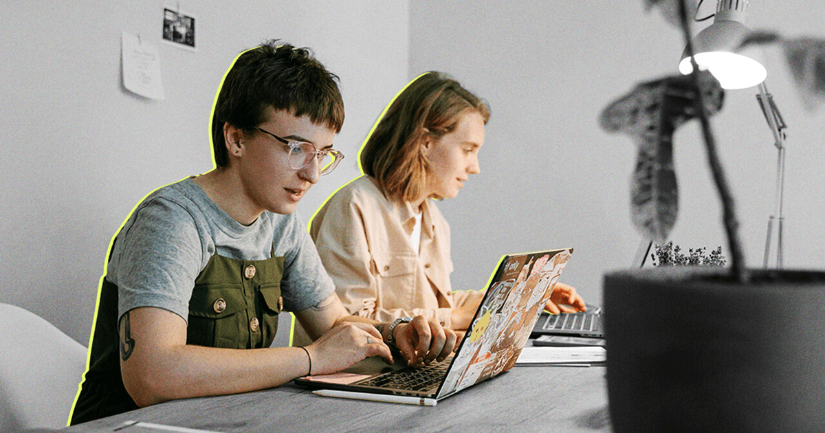 Gen Z worker using laptop for freelance gig work